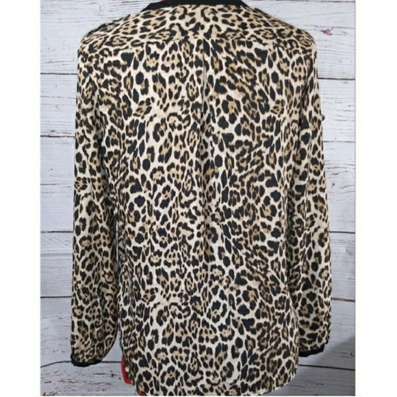 Zara Basic Women Animal Print V-NeckBlouse Sz S - Picture 4 of 7